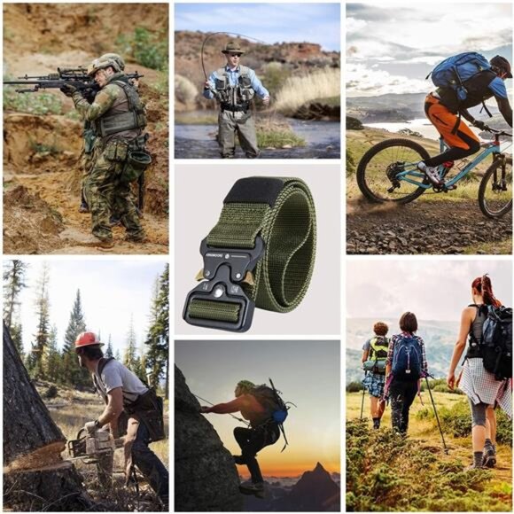 Men's Tactical Belt Heavy Duty Webbing Belt Adjustable Military Style Nylon Belt - Picture 5 of 7